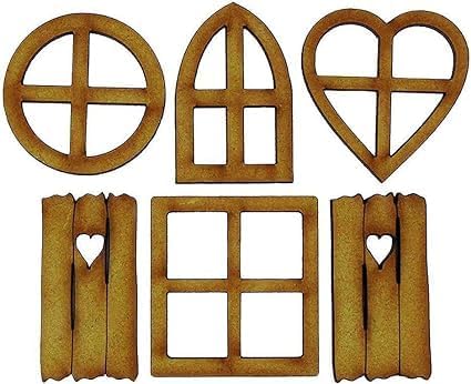6Pcs Brown Wooden Fairy Garden Door, Blank Door Fairy House Doors and Windows Ornaments Tree Statues for Tree Trunk Yard Decoration, Miniature Gardens Buildings , Garden Sculptures and Statues