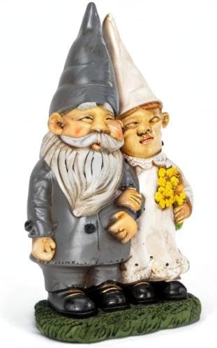 NAT & JULES Married Gnome Couple Colorful Finish 12 inch Resin Garden Statue