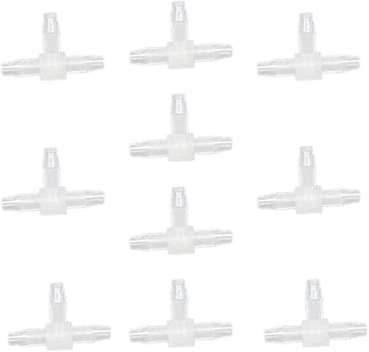 Unifizz T - Piece Hose Equal Paths Tube Accessories,9mm Equal Paths Plastic Hose Tube Connector For Cooling Watering Irrigation, Transparent, 10Pcs