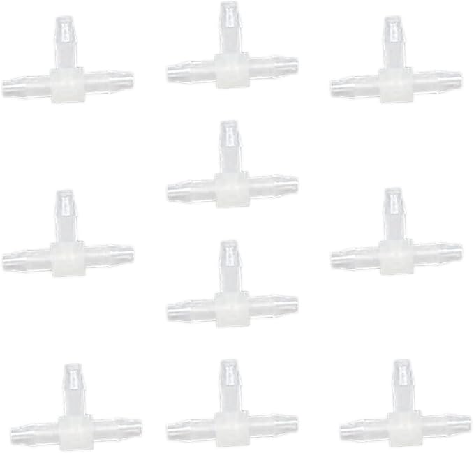 Unifizz T - Piece Hose Equal Paths Tube Accessories,10mm Equal Paths Plastic Hose Tube Connector For Cooling Watering Irrigation, Transparent, 10Pcs