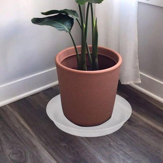 4 Pack of 14 inch Plant Saucers Bird Bath Bow Round, Plastic Plant Saucer Tray for Pots, White Planters for Indoor Plants, Plant Trays for Planter 12-15" (14", Clear)