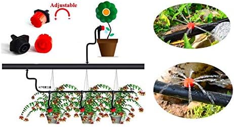 (100-PACK) - 360 Degree 1/4" Inch Universal Barbed Drip Emitter - Adjustable Flow 0-18.5 GPH Fit 1/4 (4-7mm) Drip Irrigation Tubing - Professional Grade Drippers for Drip Irrigation