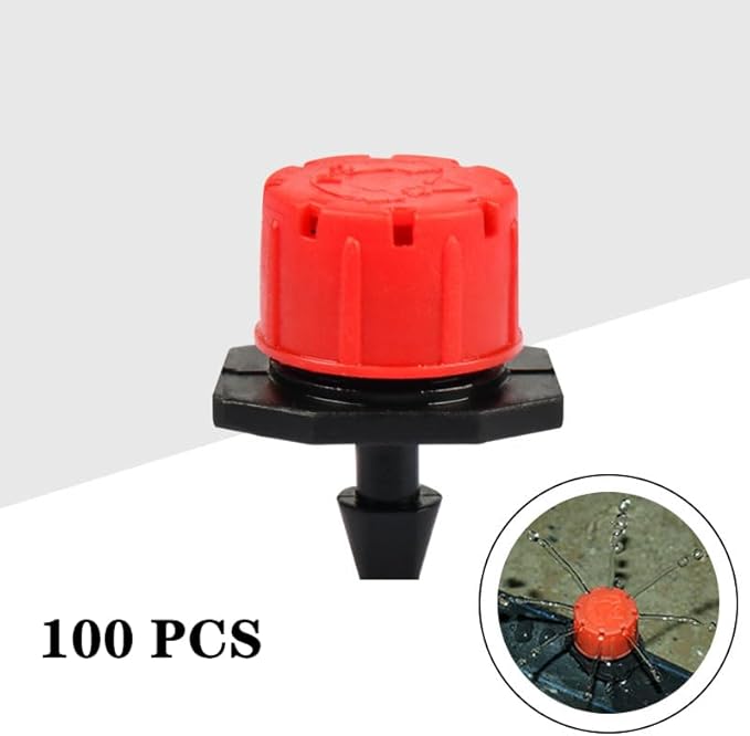 100Pcs 360 Degree Adjustable Irrigation Drippers Sprinklers, 1/4 Inch Emitters Drip for Watering System