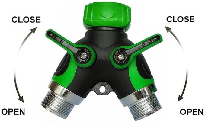 Y Hose Splitter 2 Way, 3/4” Garden Hose Connector with Comfortable Rubberized Grip for Outdoor Faucet, Sprinkler & Drip Irrigation Systems (LiG65)