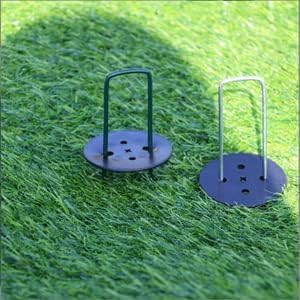 MySit 25 Pack Artificial Turf Stakes Staples with 25 Landscape Staples Gasket Caps, 6 Inch Weed Barrier Stakes for Moisture Barriers, Garden Stakes Pick Hook, Garden Ground Staples for Weed