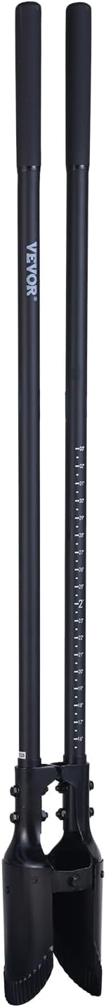 VEVOR Post Hole Digger, Heavy Duty Post Hole Digger with Fiberglass Handle, Manual Hole Digger with Scale Markings and Metal Blade, Post Hole Digger Tool for Digging Gardening and Outdoors, 57.5-Inch