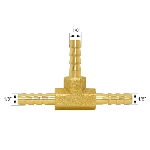 Joywayus 1/8" Brass Hose Barb, Tee 3 Way Union Pipe Fitting for Water/Fuel/Air (Pack of 3)