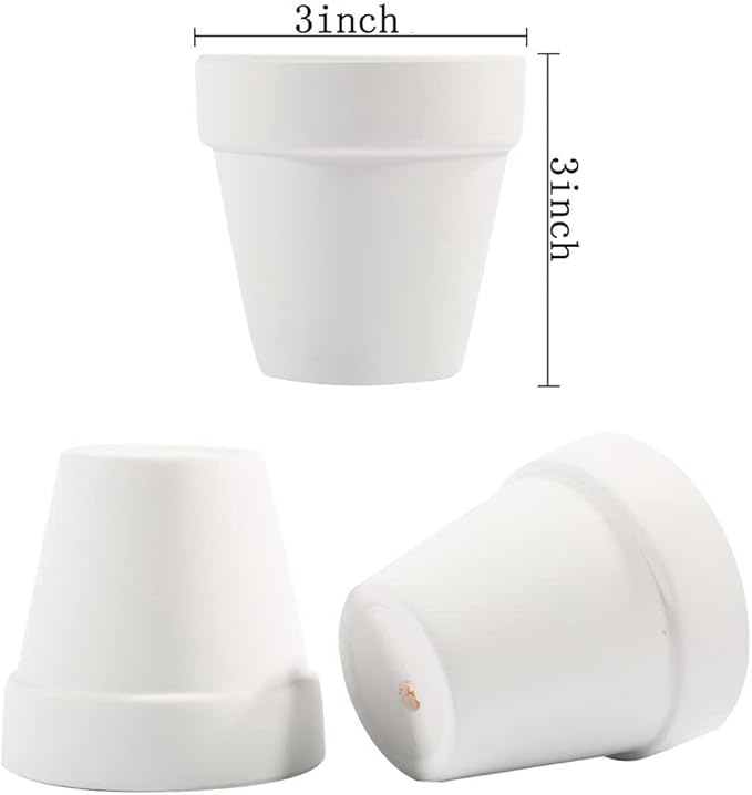3 Inch Terracotta Pots - 22Pack Clay Flower Pots with Drainage Hole, Succulent Nursery Pot/Cactus Plant Pot. Great for Plants, Crafts, Wedding Favorn, DIY Production (White)