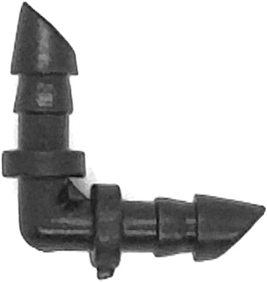 (100 PACK) - Barbed Elbow 1/4"-Inch (fits 0.140/0.170 ID) 90-degree 2-Way Connector, Premium Quality Drip Irrigation Tubing Connector Fitting