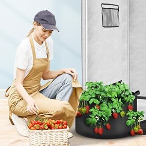 iPower 5-Pack 10 Gallon Plant Grow Bags Thickened Nonwoven Aeration Fabric Pots Heavy Duty Durable Container, Strap Handles for Garden, Black