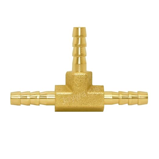 Joywayus 5/32" Brass Hose Barb, Tee 3 Way Union Pipe Fitting for Water/Fuel/Air (Pack of 2)