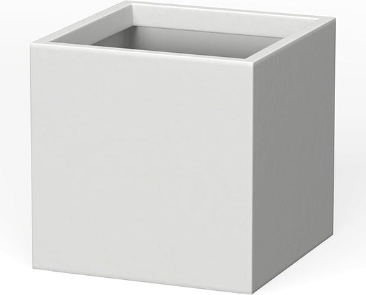 Kante 10 Inch Square Concrete Planter for Outdoor Indoor Home Patio Garden, Large Plant Pot with Drainage Hole and Rubber Plug, Pure White