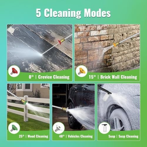 Pressure Washer, 5000PSI Max Power Washer with 500ML Foam Cannon, High Pressure Cleaning Machine with 4 Connect Nozzles for Cars Patio Driveways Home