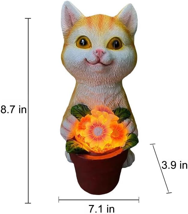 YODY Solar Garden Statues Outdoor Decor- Yard Decorations for Patio, Balcony, Backyard, Lawn Ornaments - Cat Statue with Flower Pot- Unique Cat Lover Gifts for Mom, Grandma, Women