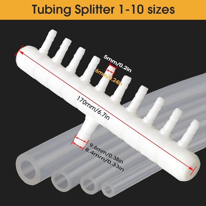 Rake-shaped hose joint air discharge diverter, Plastic Barb Hose Fitting Connector, 10-Way Outlet Air Line Pump Tubing Splitter Water Flow Divider, for Aquarium Garden Agricultural Irrigation(4Pcs)