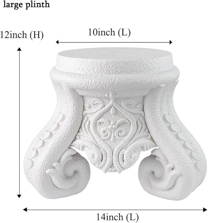 Outdoor Pedestal Stand for Garden Decor - ClassicalL Plinth Pedestal Stand for Statues, Decorative Garden Pedestals and Statue Stand,12" Tall