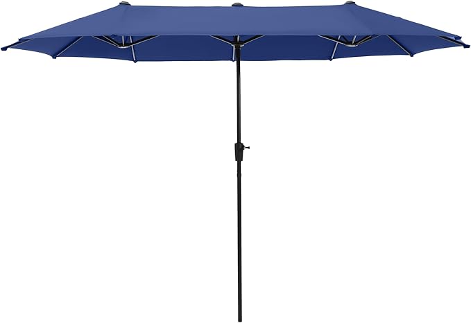 PHI VILLA 13ft Large Patio Umbrellas, Double-Sided Outdoor Market Rectangle Umbrella for Outside, Haze Blue