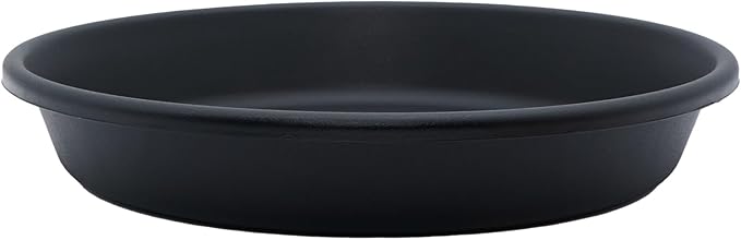 The HC Companies 16 Inch Round Plastic Classic Plant Saucer - Indoor Outdoor Plant Trays for Pots - 16"x16"x3" Black