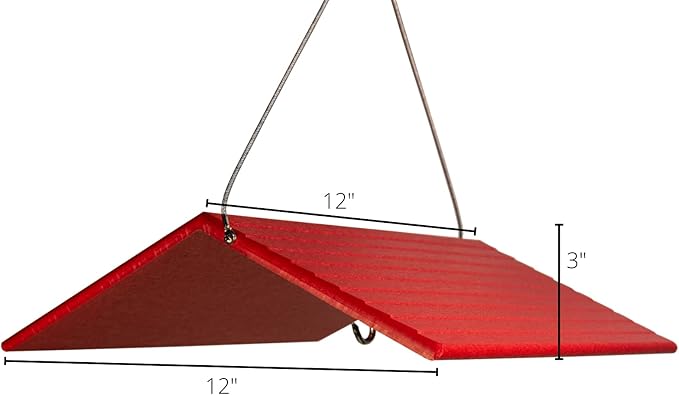 JCs Wildlife Poly Weather Cover - Rain Guard - Hang Bird Feeder or House Underneath for Protection from Rain or Snow - Easy to Clean and Use (Large, Cardinal Red)