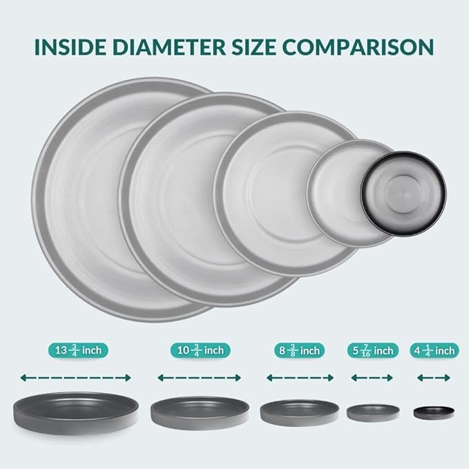 Willowy Black Ceramic Pot Saucer - Drainage Tray for 2,3,4 Inch Planters - Drip Trays - Four Pack