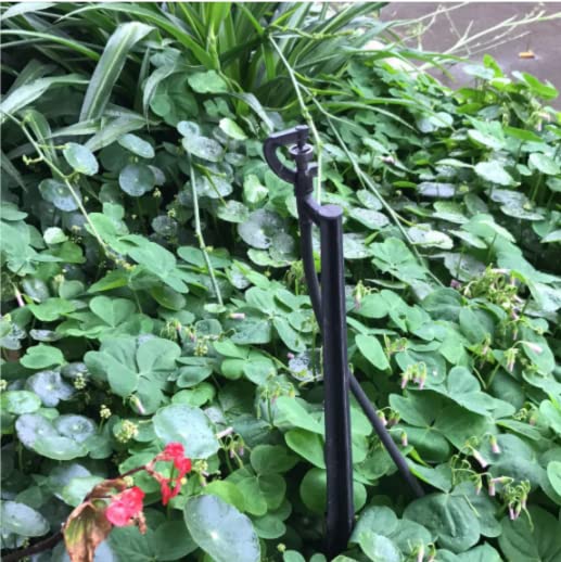 Micro Spray Sprinkler Stake Assembly: 9 Sets Full Circle 360 Degree Watering Nozzles Emitters with Spike and 1/4 inch Tubing for Greenhouse Nursery Garden Drip Irrigation System