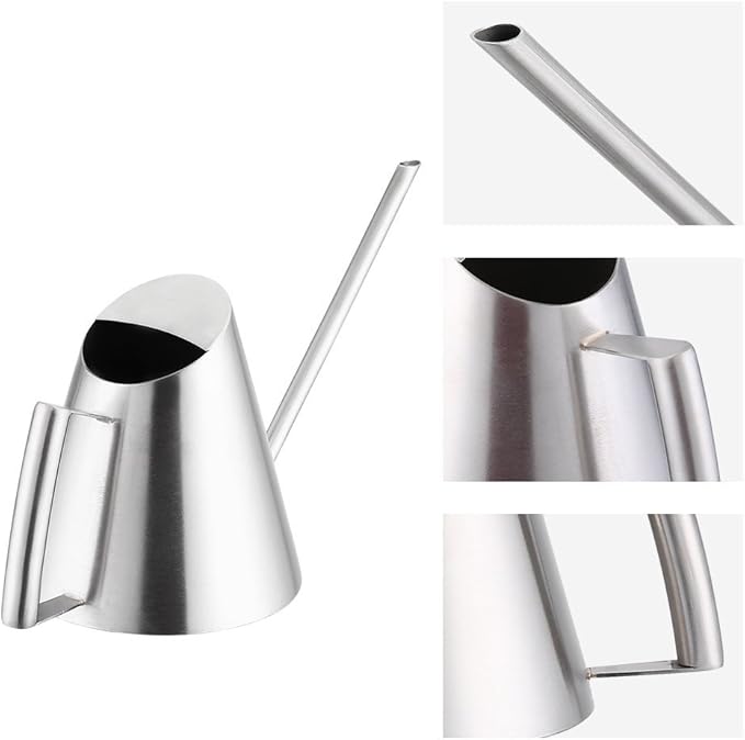 400ml Watering Can, Stainless Steel Long Spout Watering Pot, Mini Modern, Brushed Sliver Flower Plant Watering Can Pot, Gardening Tool for for Home Office