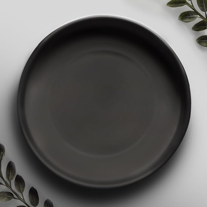 Willowy 9 Inch Black Ceramic Pot Saucer - Drainage Tray for 6, 7, 8 Inch Planters + More Sizes