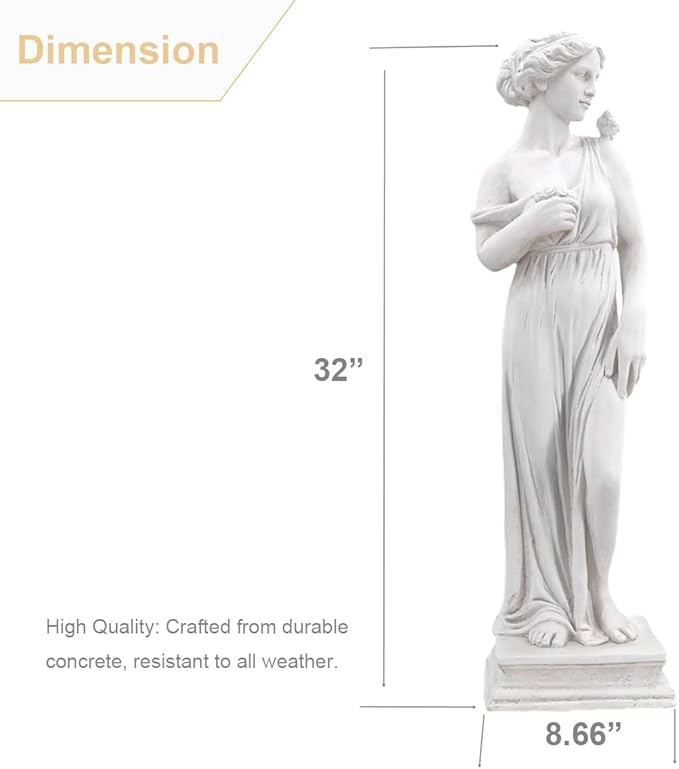 Outdoor Nymph Statues, 32Inch Garden Goddess Sculptures, Greek Mythology Roman Decor, Large Statues for Patio Yard Lawn Porch, Grey (Nymph-Grey)