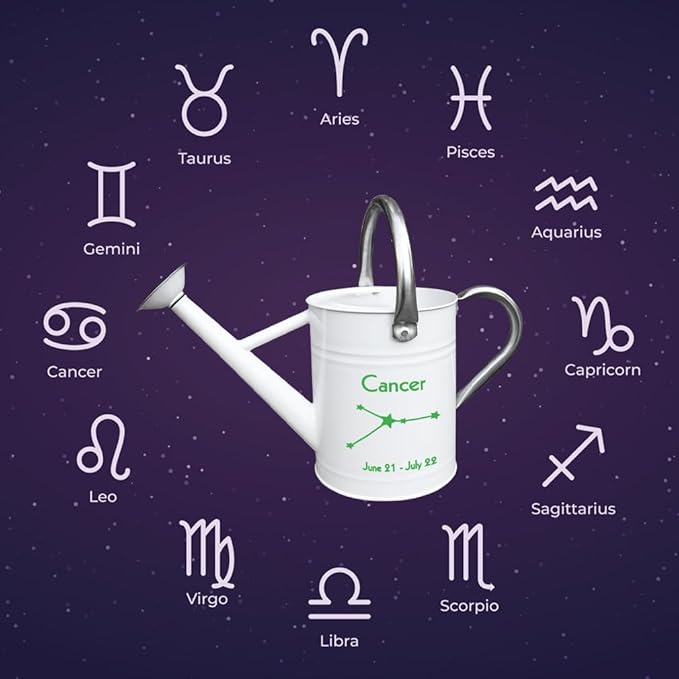 Metal Watering Can for Outdoor and Indoor Plants, Watering Can Decor, 1 Gallon (Cancer)