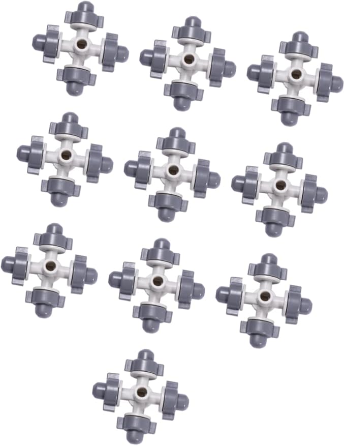 10pcs Inner Head Irrigation Drip Nozzle Shaped Water Greenhouse Outdoor Garden Outlet Sprinkler Plastic Cooling Four-Way Misting Patio Flow Nozzles Lawn Export for Brass