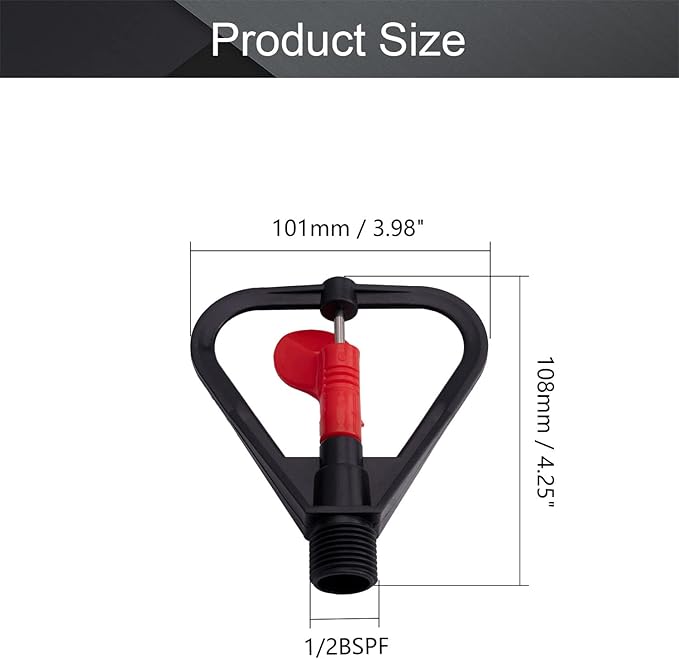 MroMax Butterfly Rotating Sprinkler, 1/2BSPF Thread Plastic Micro Atomizing Nozzle for Garden Irrigation, 5Pcs (Black&Red)