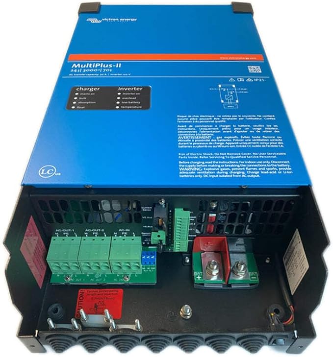 Victron Energy MultiPlus-II Pure Sine Wave Inverter Charger, UL-Certified, 24/3000/70-50 120V