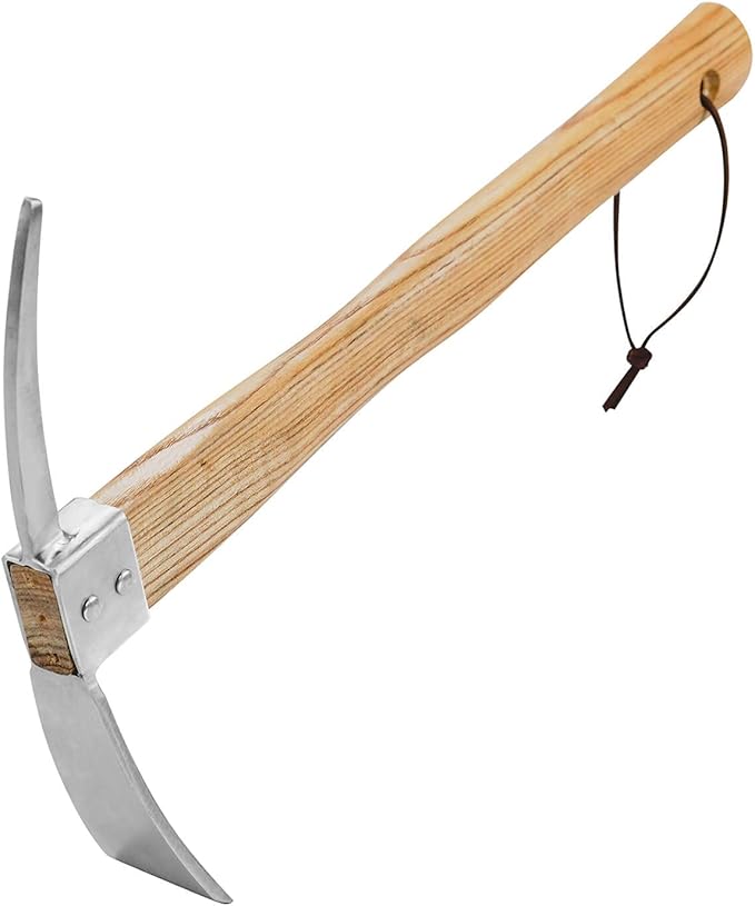 Pick Axe Mattock Small Pickaxe Garden Tool Cutter Mattock Planting Hoe 15 inch 0.9 lb for Digging Loosening Trenching Tilling Leveling Cutting Gardening Hand Cultivator Weeding Hoe with Short Wood