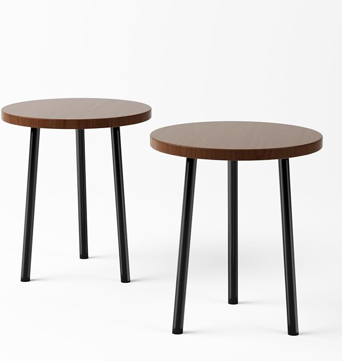 Plant Stand Indoor 2 Pack: Corner Wood 14 Inch Plant Stand Mid Century Modern Decor - Small Round Plant Table for Indoor Plants - Outdoor Plant Holder for Patio Living Room Bathroom Office (Walnut)