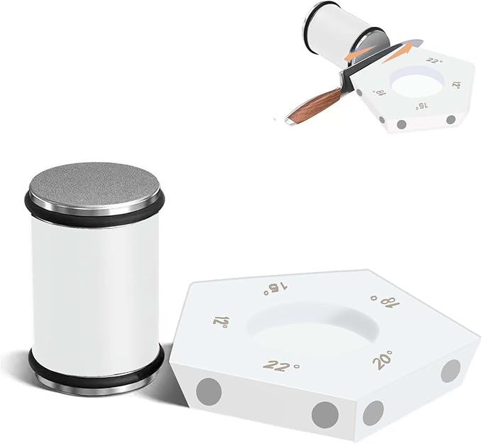 White Rolling Knife Sharpener, Professional Rolling Knife Sharpener Kit with 5 Magnetic Angle Offer 12/15/18/20/22° for Kitchen Knives (SET-A)