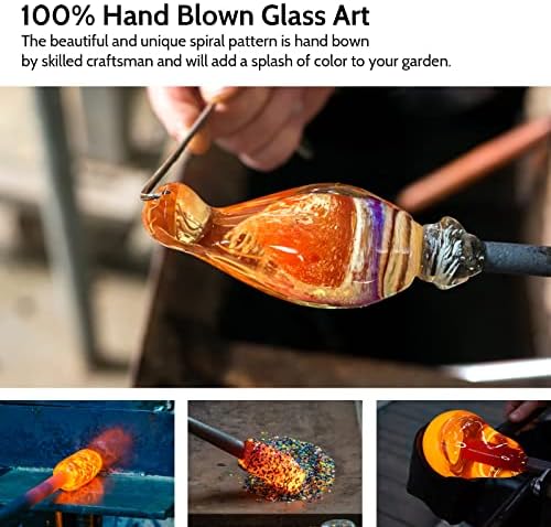 Glass Hummingbird Feeder for Outdoors: Orange Window Hanging Hummingbirds Presents for Women - Ant Moat Included, Metal Base with 4 Feeding Ports & Perch, Leak Proof, 20 fl.oz, Best Garden Decor