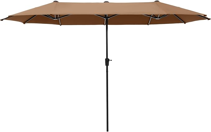 PHI VILLA 13ft Large Patio Umbrellas, Double-Sided Outdoor Market Rectangle Umbrella for Outside, Maillard Brown