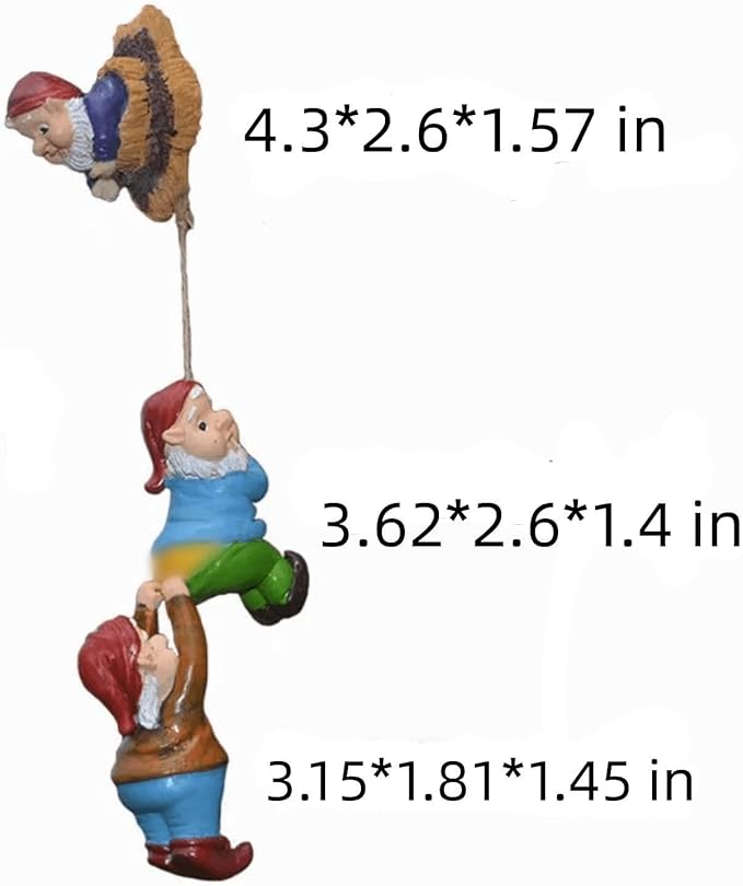 Climbing Rope Gnomes Garden Statue,Gnom Statue Resin Garden Gnome Tree Hugger Outdoor Decor Accessories,Miniature Figurines Micro Garden Gnome Landscape Figurine for Lawn Balcony Patio