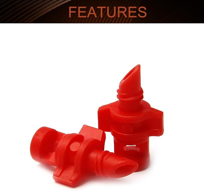 MroMax 25Pcs 360 Degree Micro Sprayer Automizing Sprinkler Nozzle Hydroponic Aeroponic Misters Fan Jet for Miniature Garden Lawn Plant Irrigation System Red