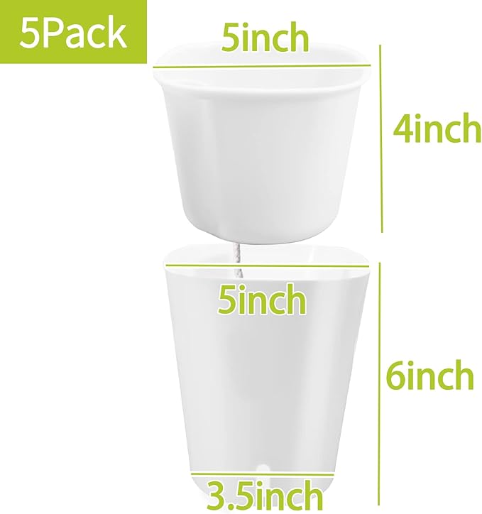 TCBWFY 12.5cm Self Watering Pots for Indoor Plants,5 Sets Self Watering Planter Pots with Visual Water Level Window and Multiple Vents,Self Watering Plant Pot for All House Plants,Flowers,Herbs