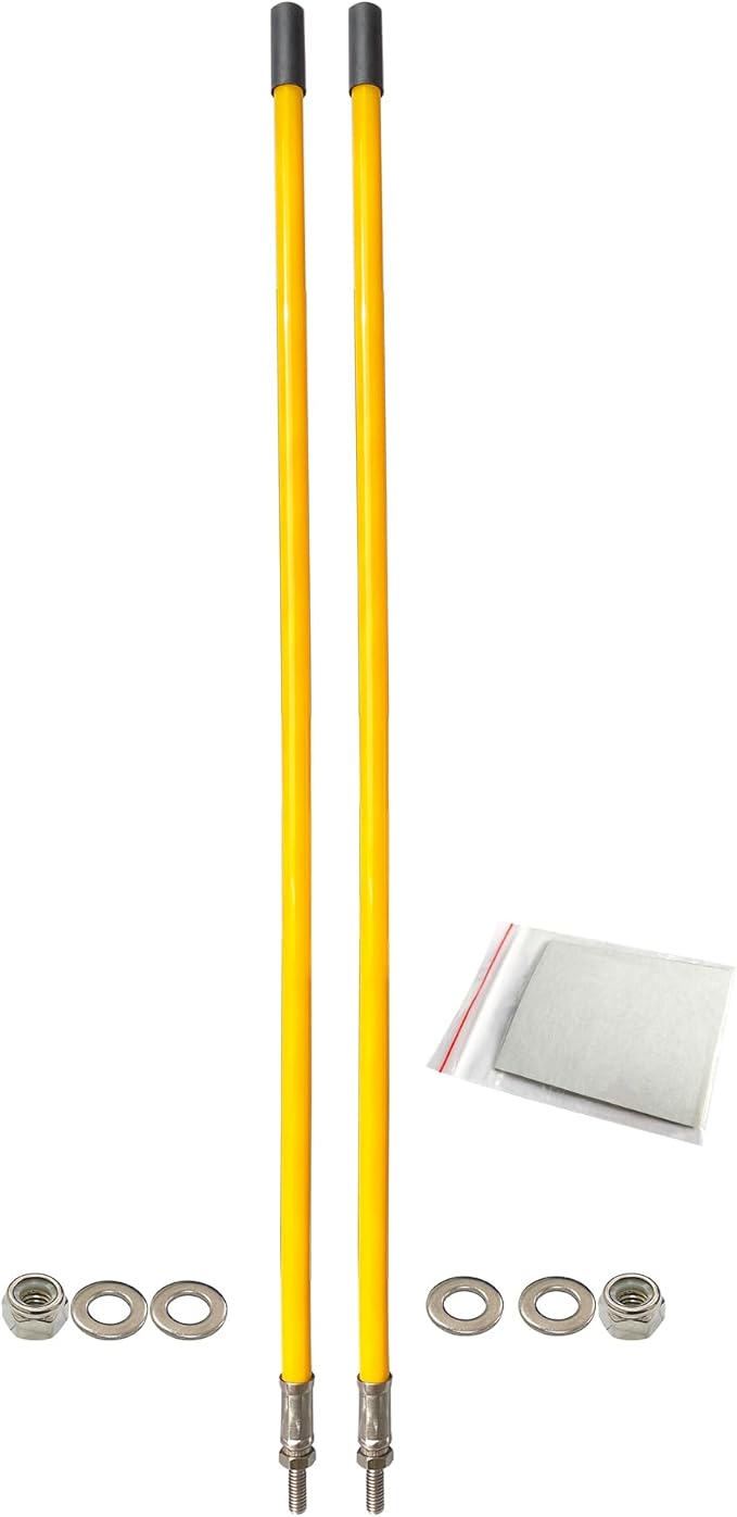 Snow Plow Blade Markers Guides Kit 24''304 Stainless Steel Vertical Stud Mount Joint Never Break Never Rust High Visibility Fit for Boss Western plows and More (Yellow)