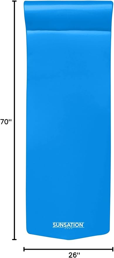 TRC Recreation Sunsation Vinyl Coated Foam Swimming Pool Float Mat Adult Lounger with Built-in Roll Pillow