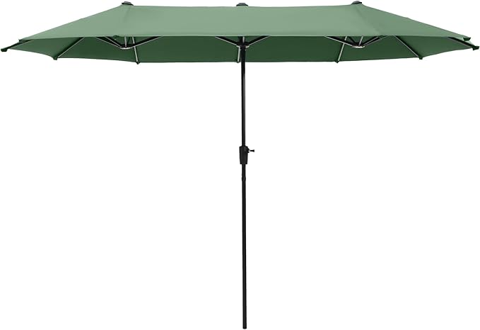 PHI VILLA 13ft Large Patio Umbrellas, Double-Sided Outdoor Market Rectangle Umbrella for Outside, Mint Green