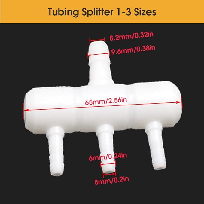 Rake-shaped hose joint air discharge diverter, Plastic Barb Hose Fitting Connector, 3-Way Outlet Air Line Pump Tubing Splitter Water Flow Divider, for Aquarium Garden Agricultural Irrigation(8Pcs)