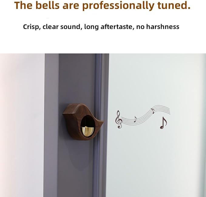 Shopkeepers Bell for Door Opening, Wood Doorbell Magnetic Wind Chime for Refrigerator Room Garden, Cute Decorative Doorbell for Home/Store/Restaurant Door, Creative Gift (Walnut)