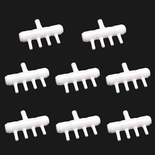 Rake-shaped hose joint air discharge diverter, Plastic Barb Hose Fitting Connector, 4-Way Outlet Air Line Pump Tubing Splitter Water Flow Divider, for Aquarium Garden Agricultural Irrigation(8Pcs)