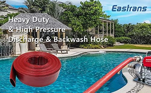 Eastrans 2 IN x 50 FT Pool Backwash Hose, Extra Heavy Duty Discharge Hose,10 Bar Working Pressure, 30 Bar Burst Pressure,Wall Thickness 1.8mm, High pressure resistance,Ultra Strong Wear Resistance