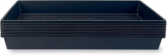 10 Plant Growing Trays (No Drain Holes) - 20" x 10" - Perfect Garden Seed Starter Grow Trays: for Seedlings, Indoor Gardening, Growing Microgreens, Wheatgrass & More - Soil or Hydroponic