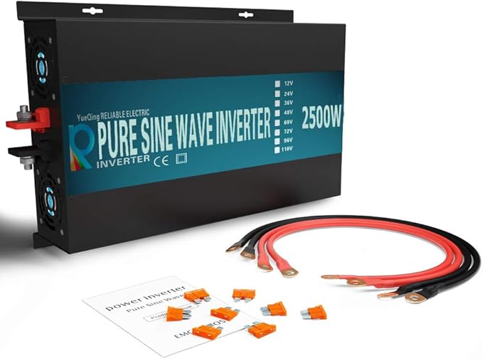 WZRELB 2500W Pure Sine Wave Solar Power Inverter Generator 24V DC to 120V AC Converter Car Inverter