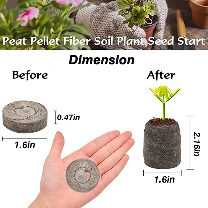 ZeeDix 200 Pcs 40mm Peat Pellets for Seedlings, Compressed Seed Starter Soil Dirt Pods Plugs Peat Moss Pellets Soil Pellets for Seed Starting, Gardening, Planting Flowers Herbs and Vegetables
